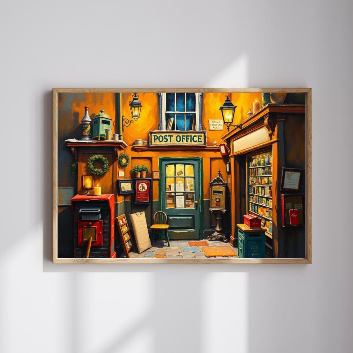 Vintage Post Office Storefront Nostalgic Street Scene Wall Art
