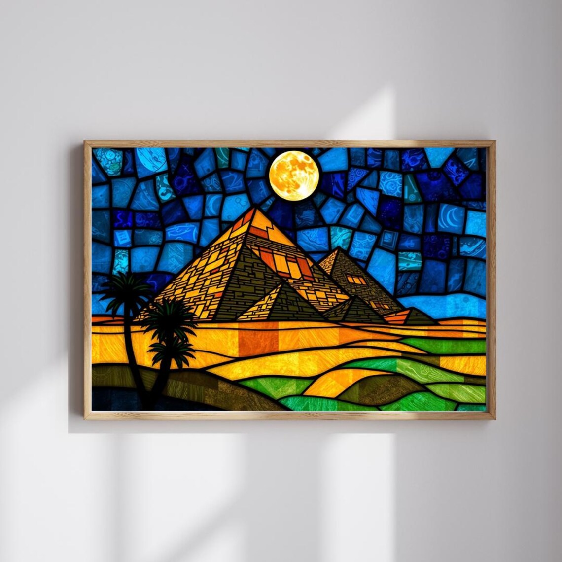 Pyramids Of Giza Art Print, Egyptian Mosaic