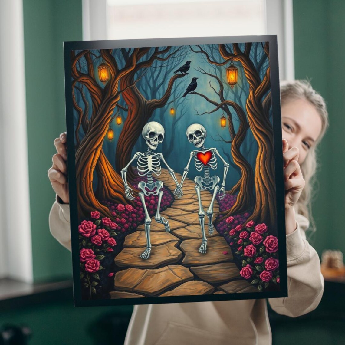 Spooky Skeleton Puzzle Gothic Romance For Halloween Couples