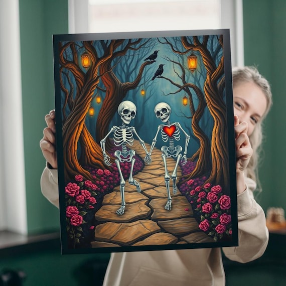 Spooky Skeleton Puzzle Gothic Romance For Halloween Couples