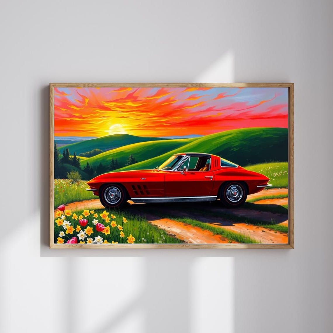 Vintage 1963 Stingray Puzzle Auto Sunset Jigsaw Game