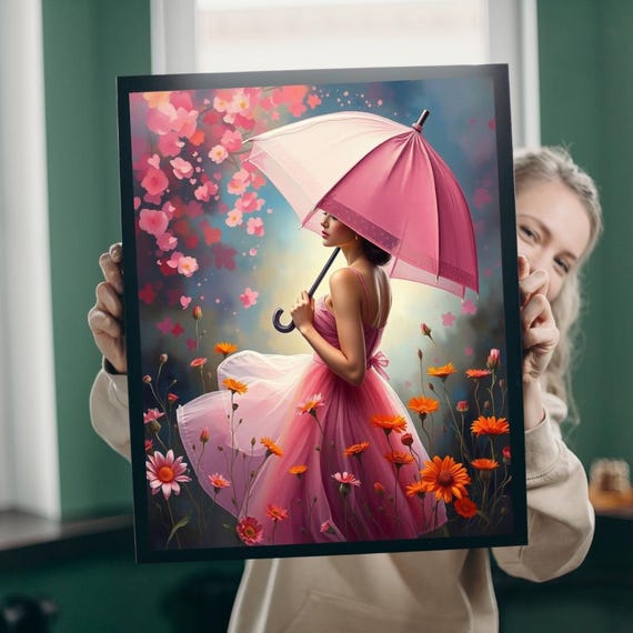 Wildflowers Jigsaw Puzzle Whimsical Woman With Umbrella Art