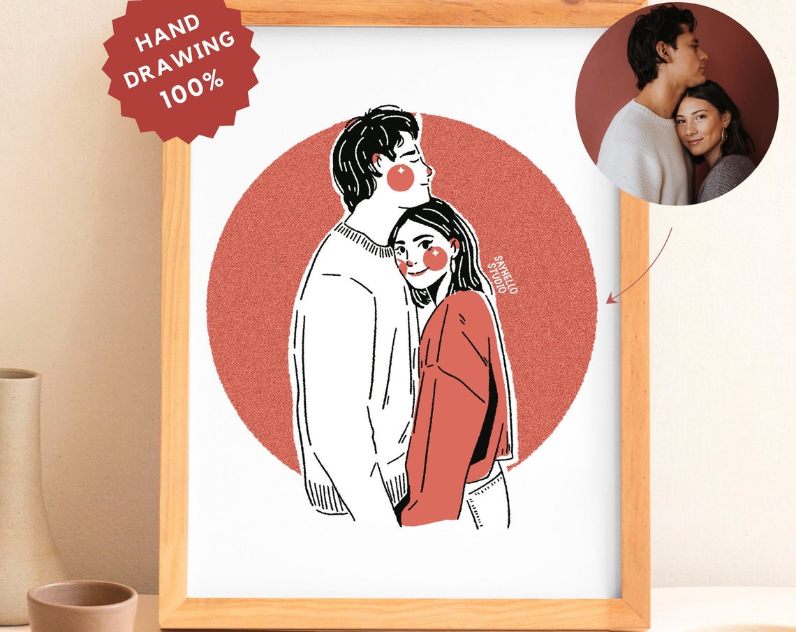 Custom Minimalist Couple Portrait One Line Drawing Family Illustration Custom Minimalist Drawing Custom Line Drawing Personalized Gift