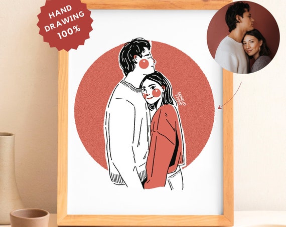 Custom Minimalist Couple Portrait One Line Drawing Family Illustration Custom Minimalist Drawing Custom Line Drawing Personalized Gift