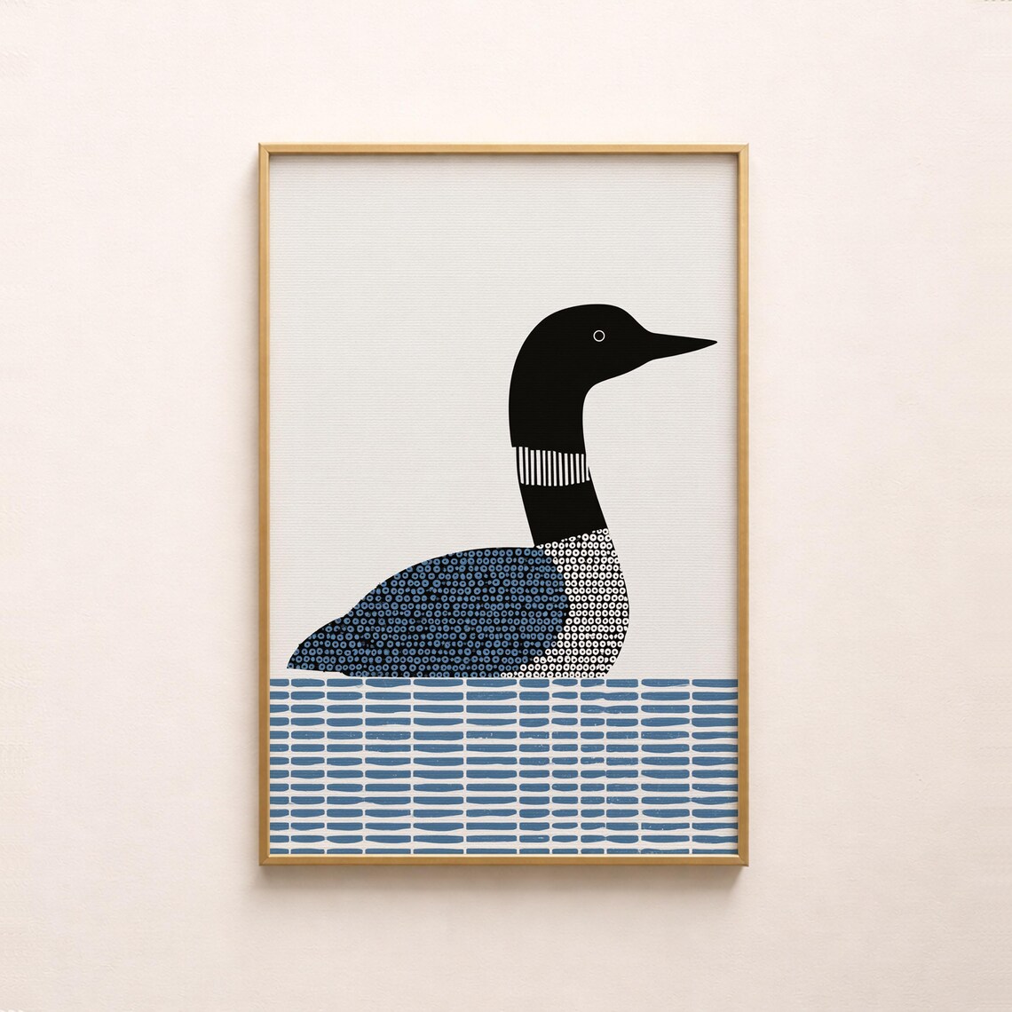 Minimalist Loon Print Modern Geometric Water Bird Printable Wall Art Digital Download