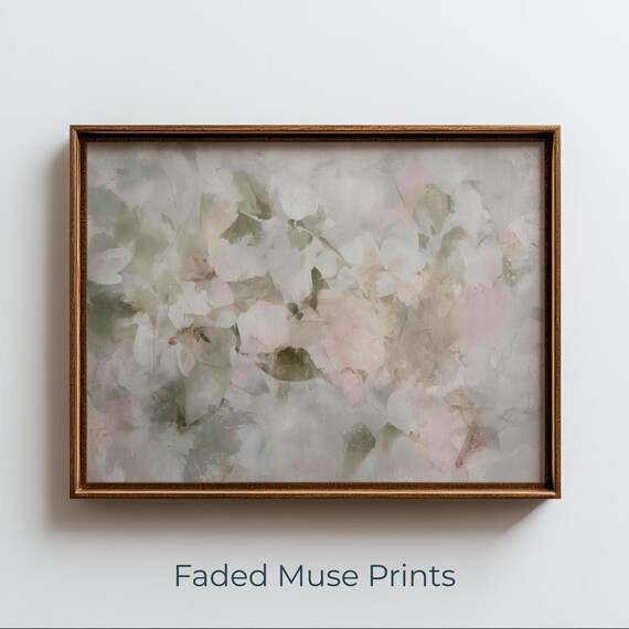 Soft Abstract Floral Watercolor Blush Pink Dreamy Botanical Wall Art
