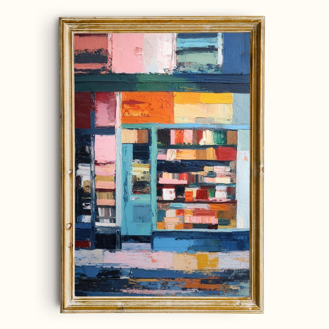 Abstract Bookstore Art Print, Modern Library Decor