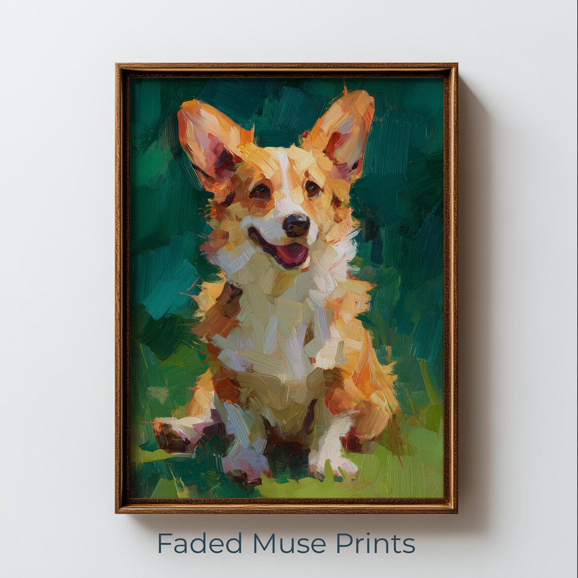 Smiling Corgi Portrait Bold Painterly Dog Printable Wall Art Digital Download 2820