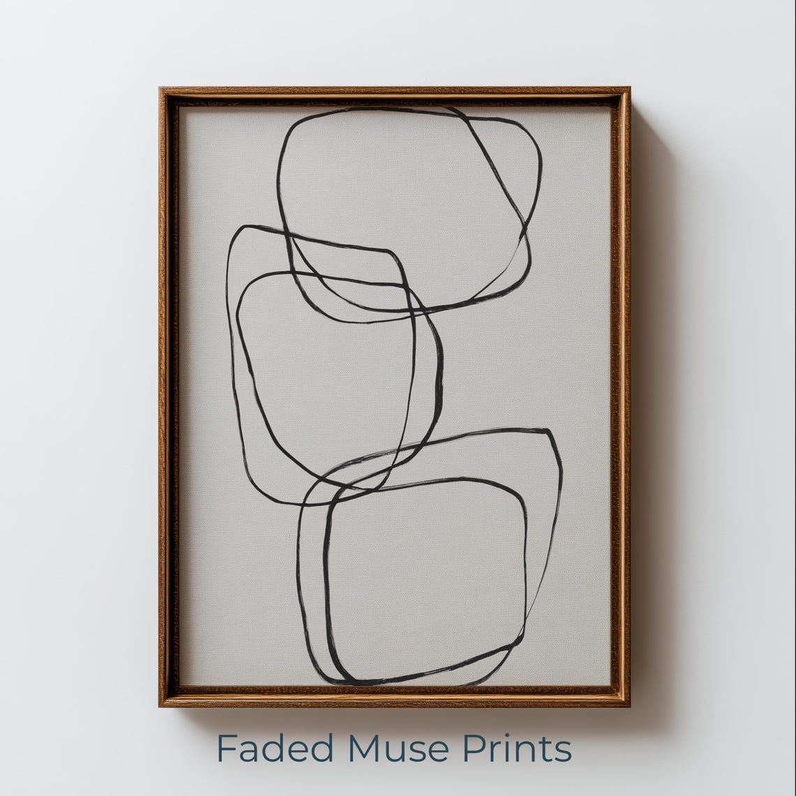 Minimalist Black Line Art Three Overlapping Shapes Neutral Poster