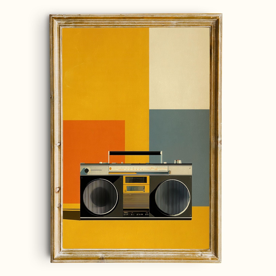Retro Boombox Illustration Vintage Music Art Print