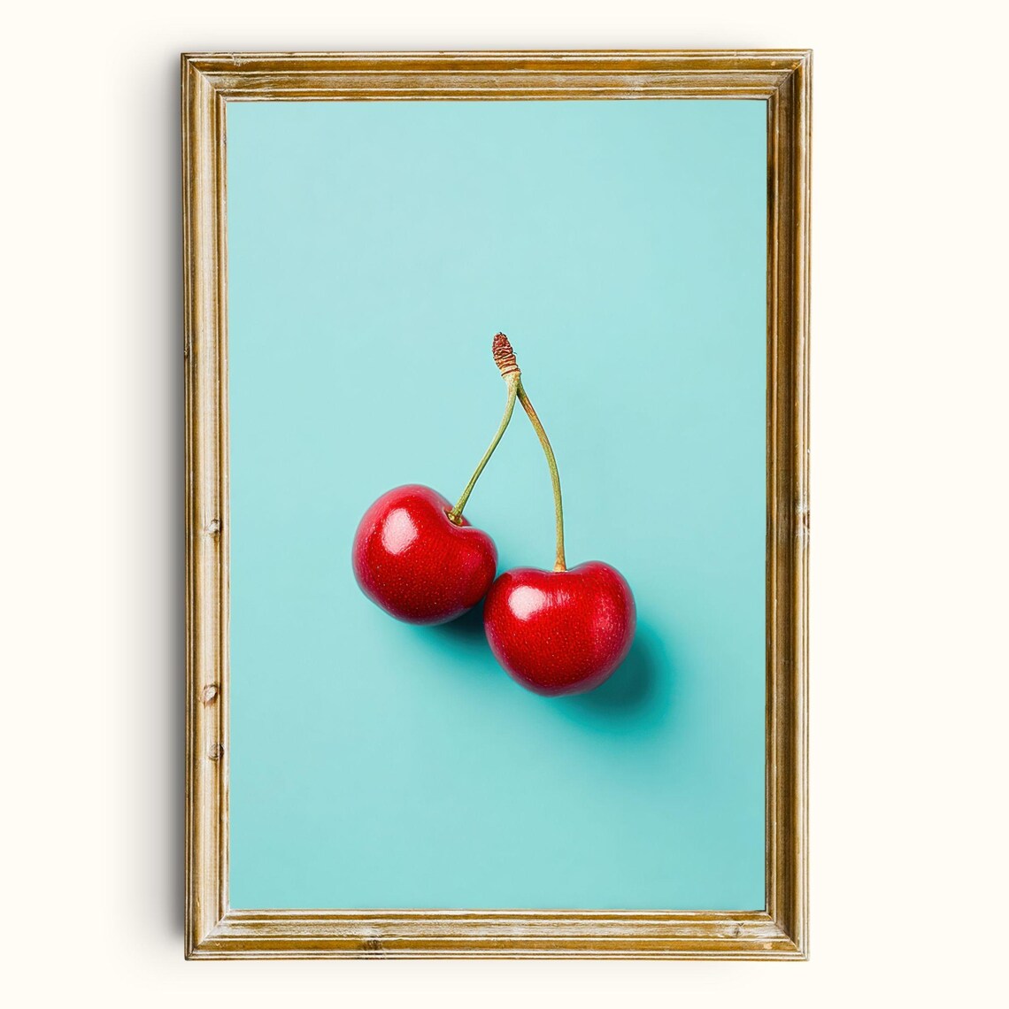 Minimalist Cherry Print Modern Teal Kitchen Decor Digital Download