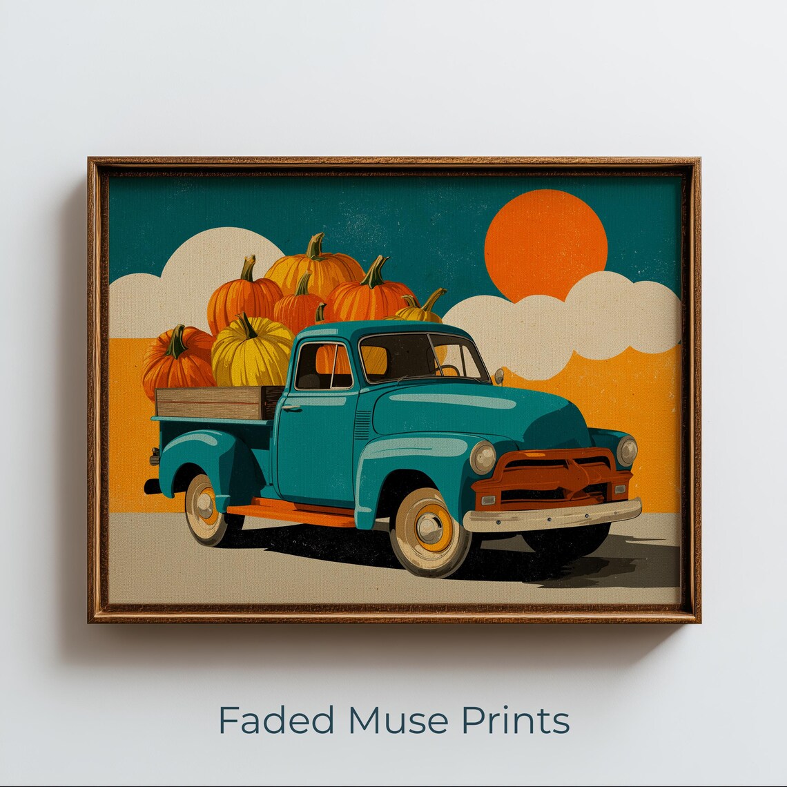 Vintage Pumpkin Truck Fall Harvest Poster
