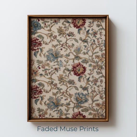 Vintage Floral Pattern Botanical Illustration Cottagecore Wall Art Digital Download 1555
