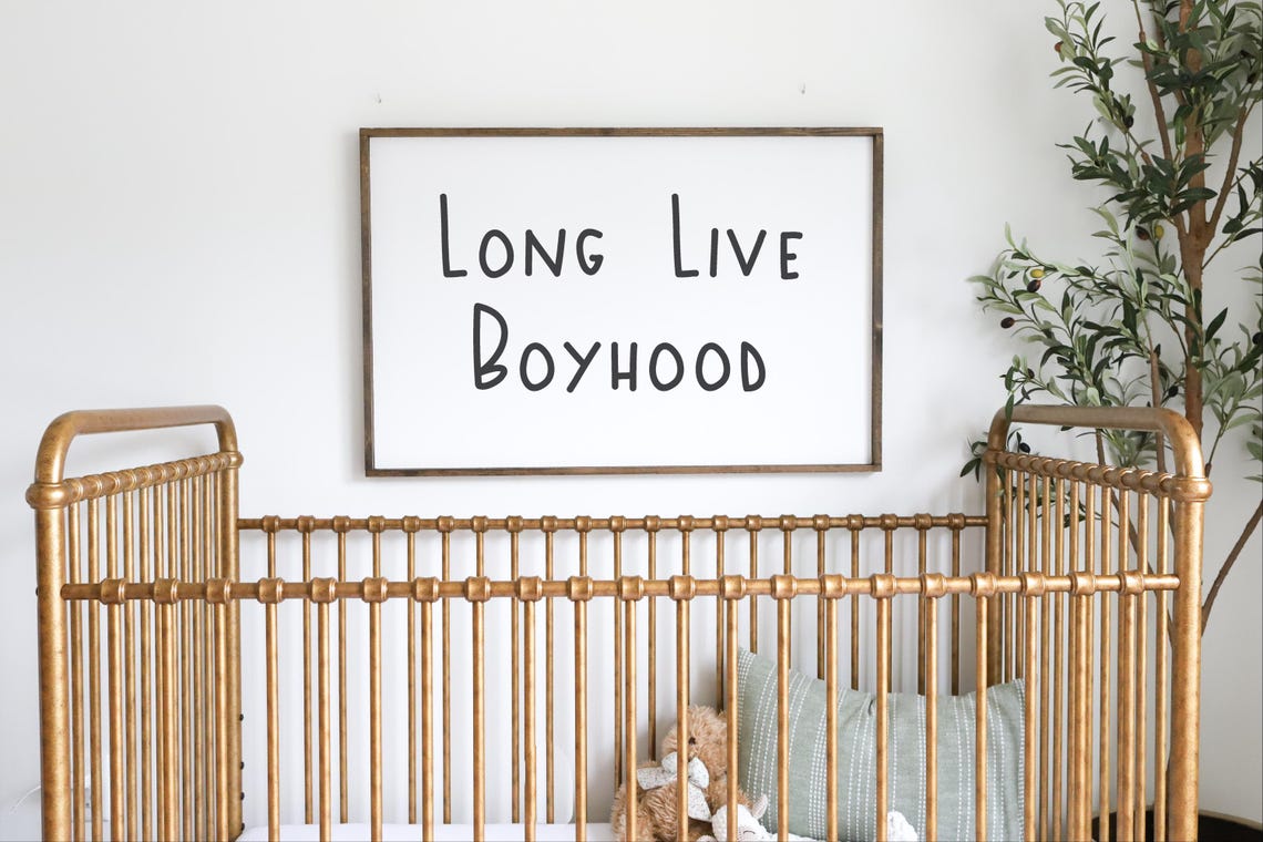Long Live Boyhood Hand Lettered Nursery Sign Boys Room Poster