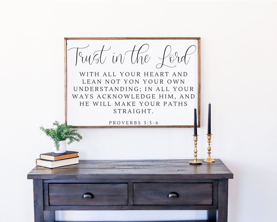 Trust in the Lord Proverbs 3:5-6 Scripture Farmhouse Framed Wall Poster