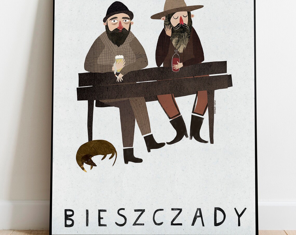 Bieszczady Poland Travel Poster, Boho Mountains