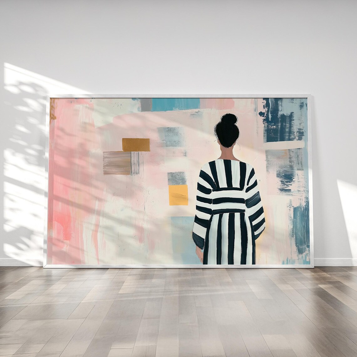 Abstract Modern Woman With Striped Kimono, Japan