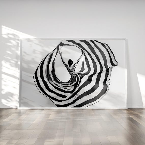 Ballerina Line Art, Minimalist Monochrome Art Print