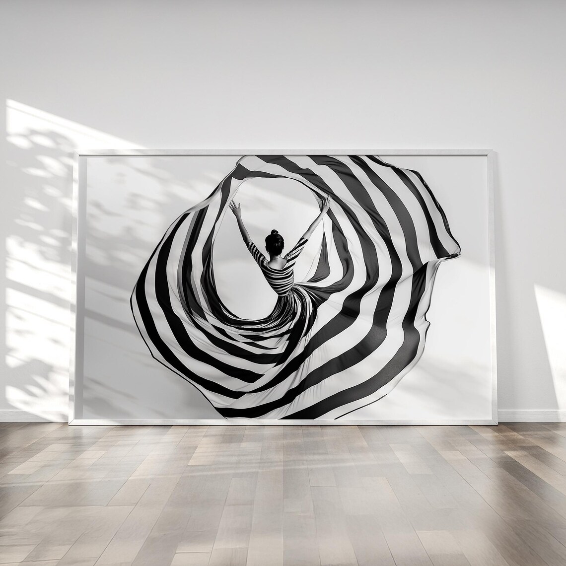 Ballerina Line Art, Minimalist Monochrome Art Print