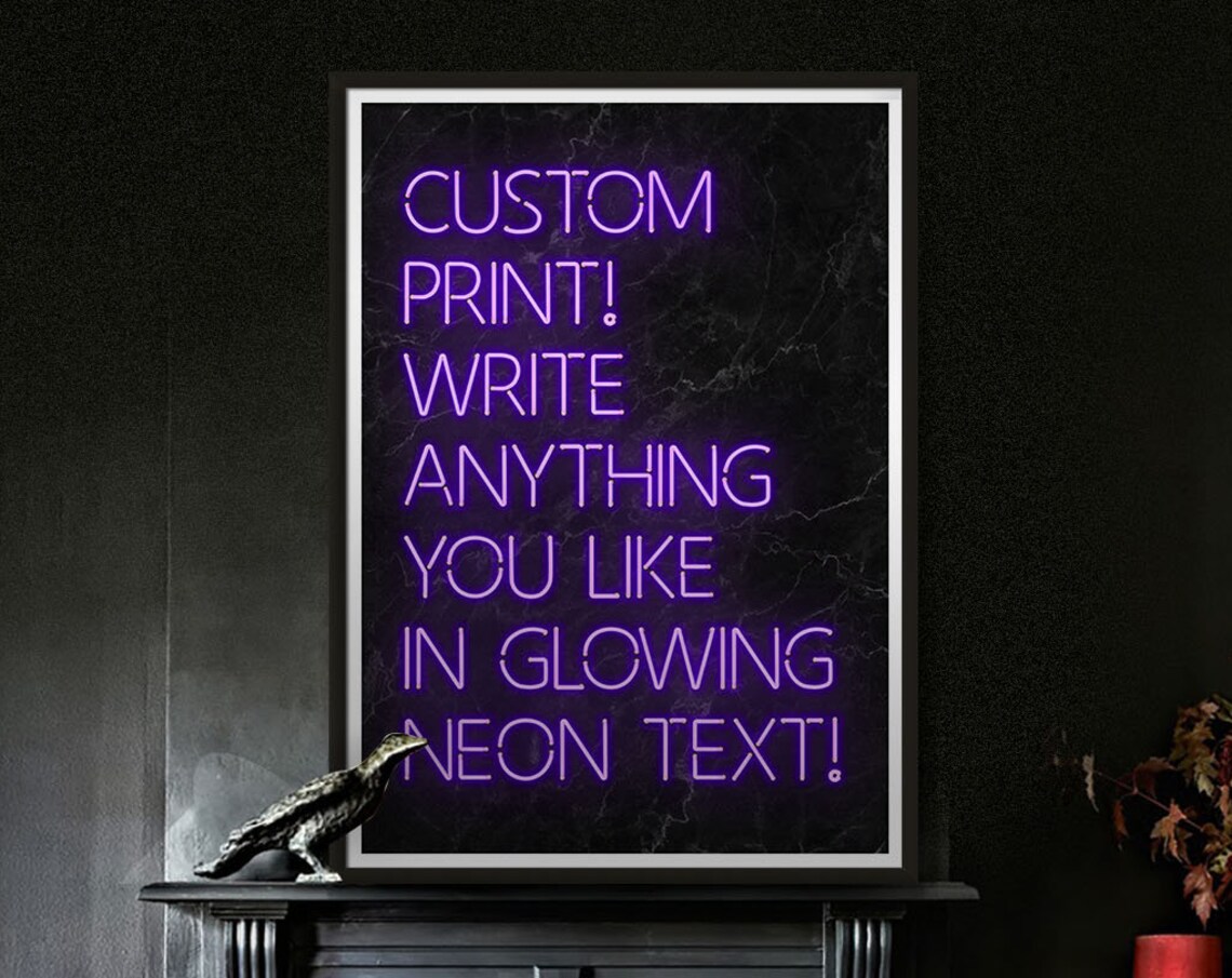 Customisable Purple Neon Quote Art Print
