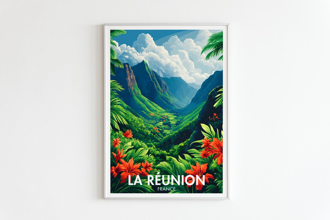 Reunion Island Travel Poster, Cirque De Mafate - Image 5
