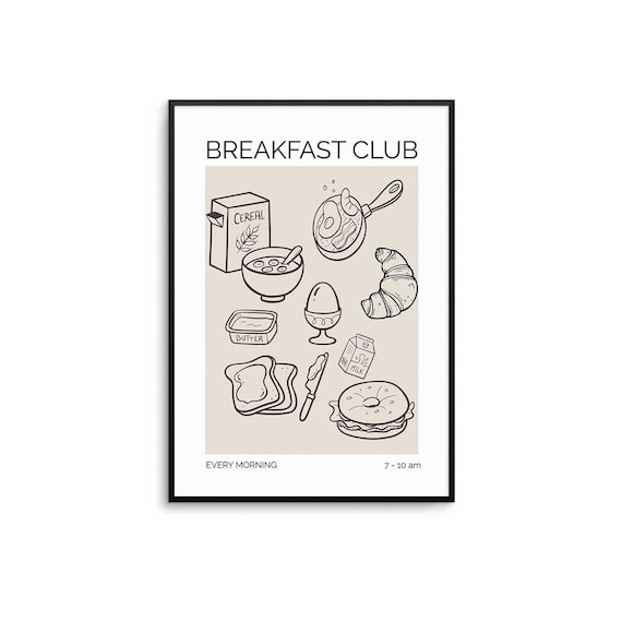 Breakfast Club Kitchen Print, Minimalist Wall Art
