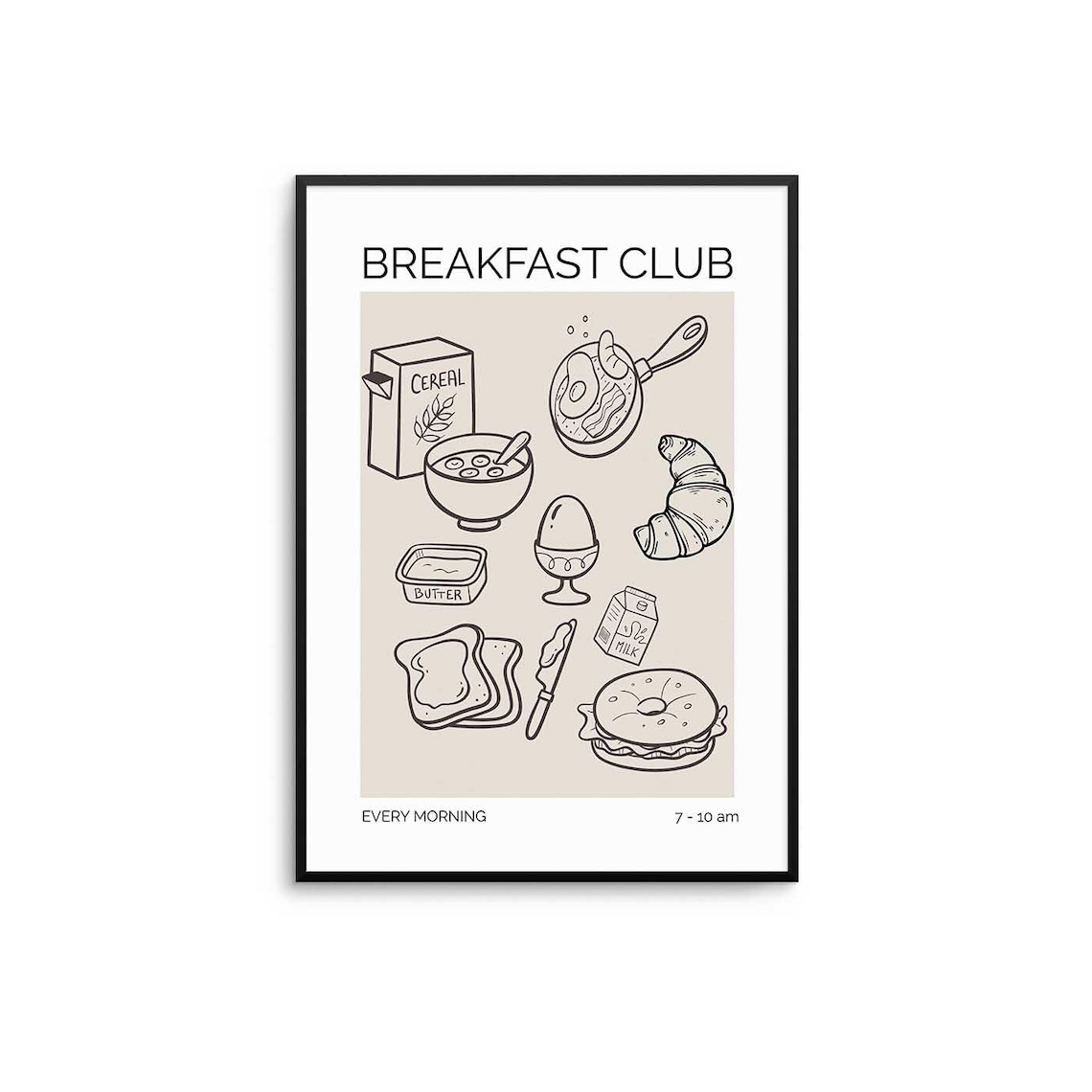 Breakfast Club Kitchen Print, Minimalist Wall Art