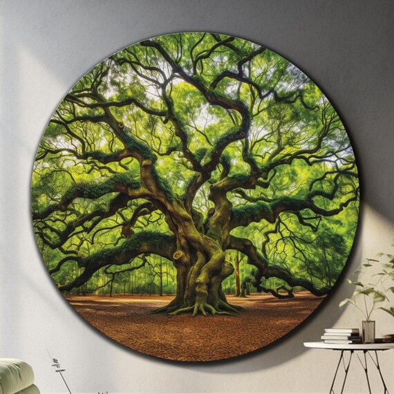 Angel Oak Tree Wall Art Tempered Glass Wall Art Tree Of Life Glass Wall Art Glass Printing Large Glass Wall Art Round Wall Art
