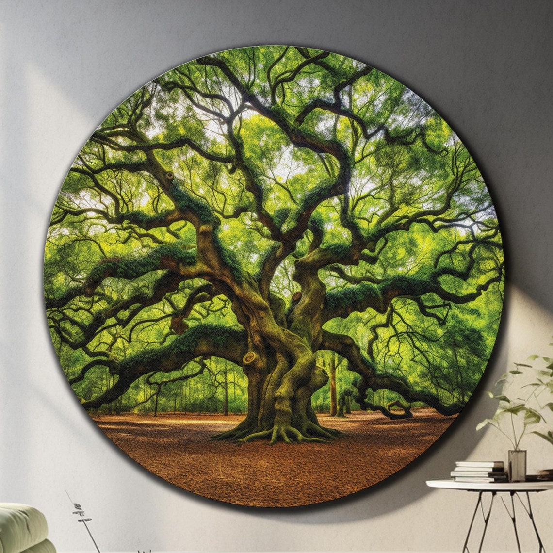 Majestic Angel Oak Tree Emerald Canopy Ancient Branches Wall Art