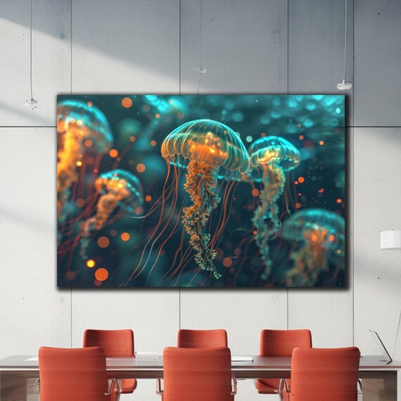 Jellyfish Wall Art Tempered Glass Wall Art Glass Printing Jellyfish Glass Art Sea Glass Wall Art Jellyfish Print Jellyfish Wall Decor
