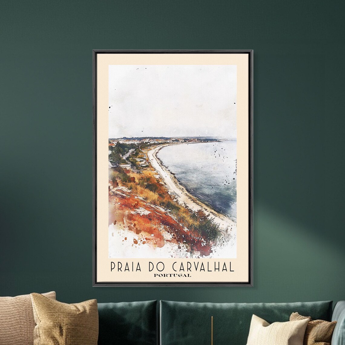 Praia do Carvalhal Portugal Long Sandy Coastline Watercolor Travel Poster - Image 5