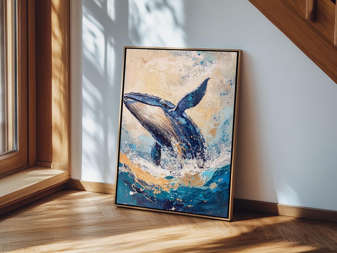 Whale Watercolor Art Print, Nursery Nautical Decor - Image 3