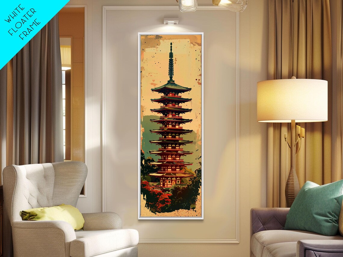 Five Story Pagoda Tower Sunset Vintage Japanese Landmark Travel Poster - Image 6