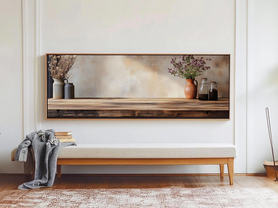 Rustic Terracotta Vase Wildflowers Still Life Warm Kitchen Poster - Image 2