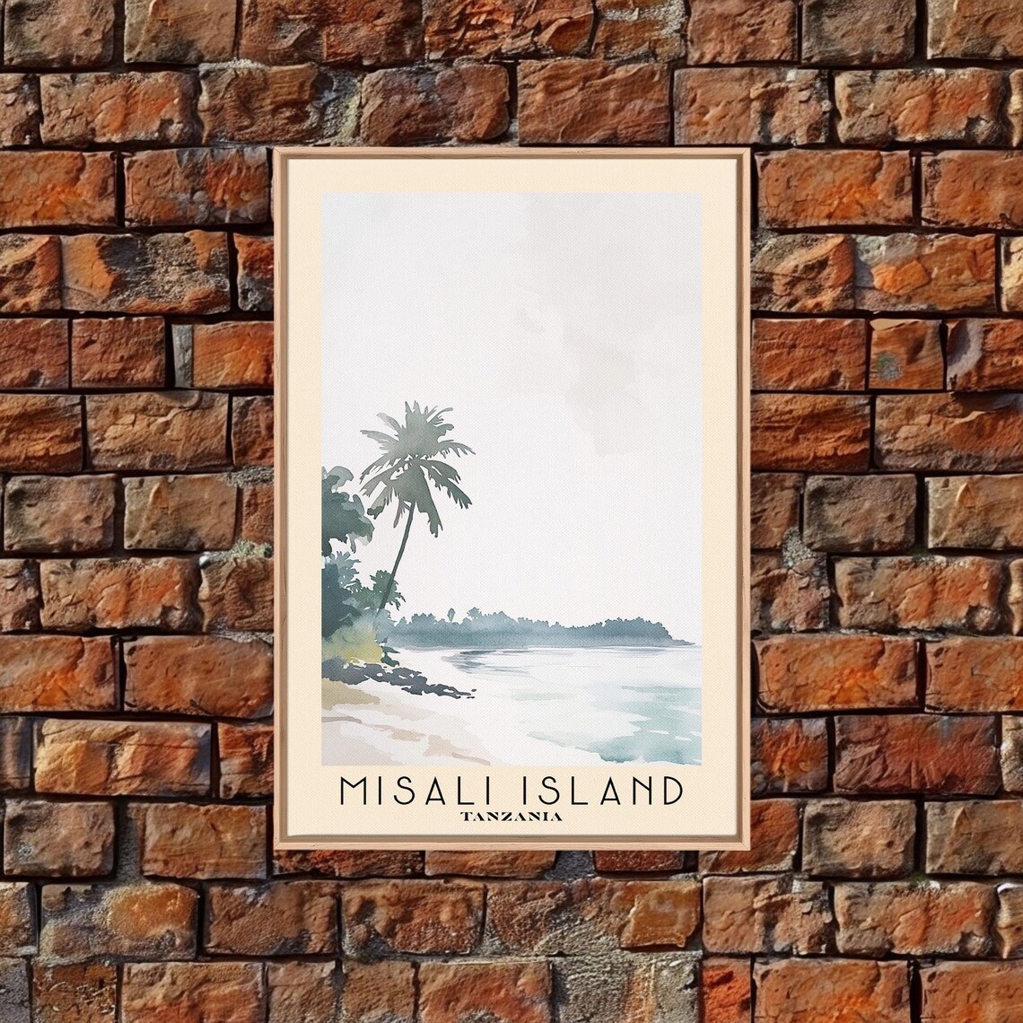 Misali Island Tanzania Minimalist Palm Beach Watercolor Travel Poster - Image 4