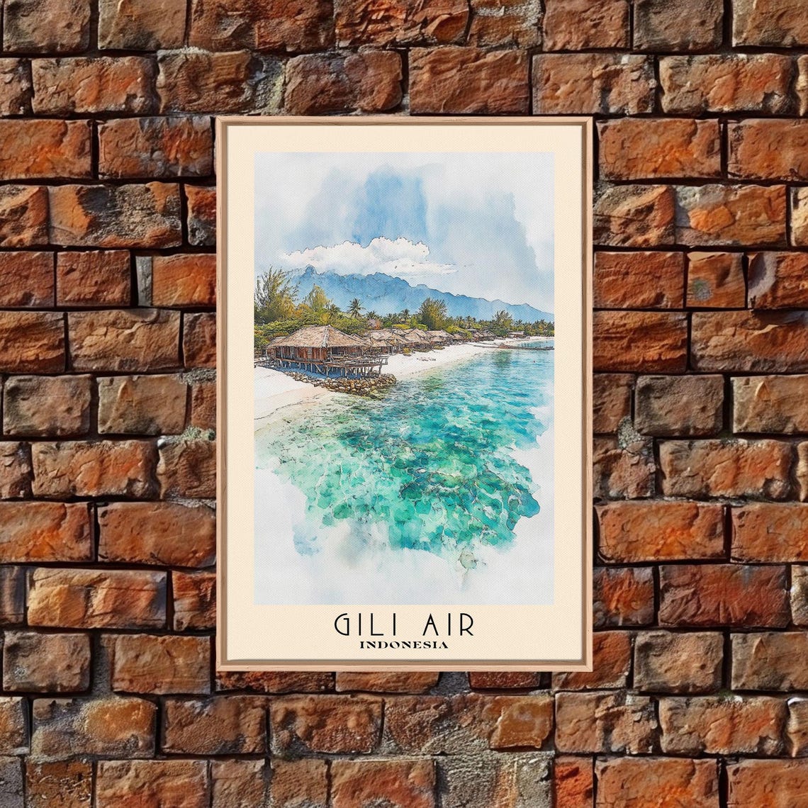 Gili Air Indonesia Overwater Huts Crystal Reef Mountain View Poster - Image 5