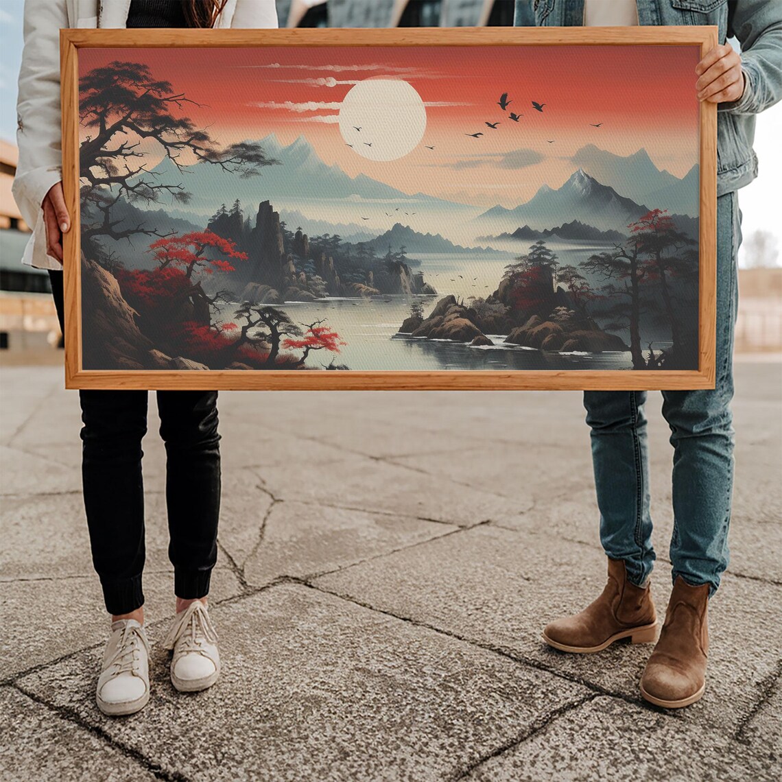 Japanese Sun Landscape Panoramic Wall Art Print - Image 5