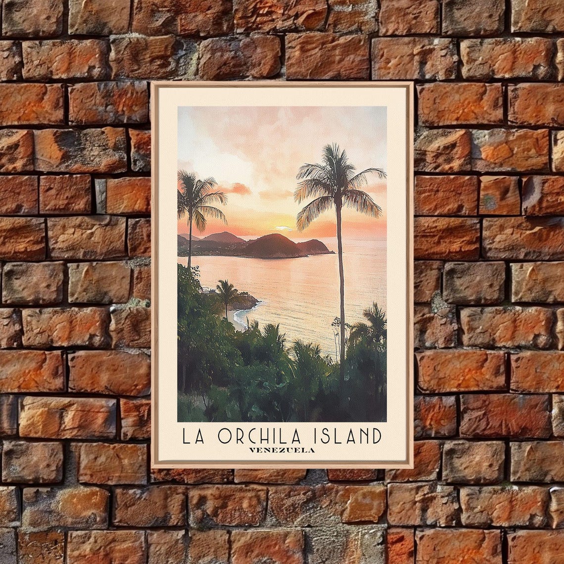 La Orchila Island Venezuela Palm Silhouette Sunset Calm Sea Poster - Image 5