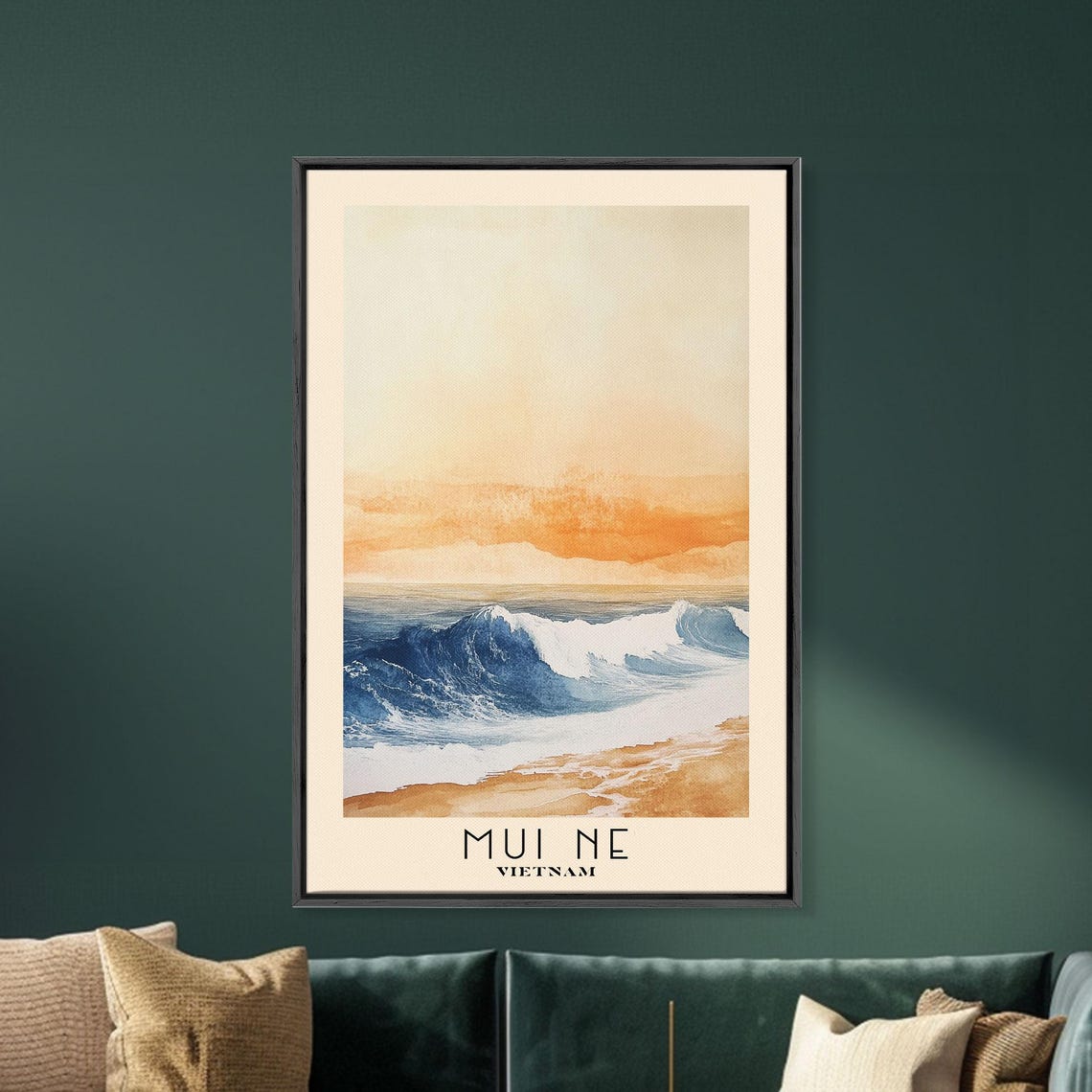 Mui Ne Vietnam Sunset Surf Crashing Waves Watercolor Beach Poster - Image 5