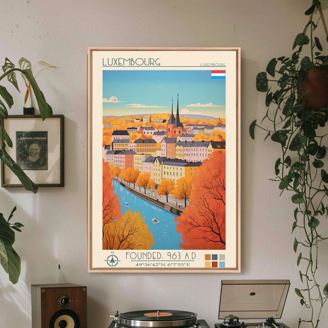 Luxembourg City Autumn River Old Town Golden Trees Travel Poster - Image 5