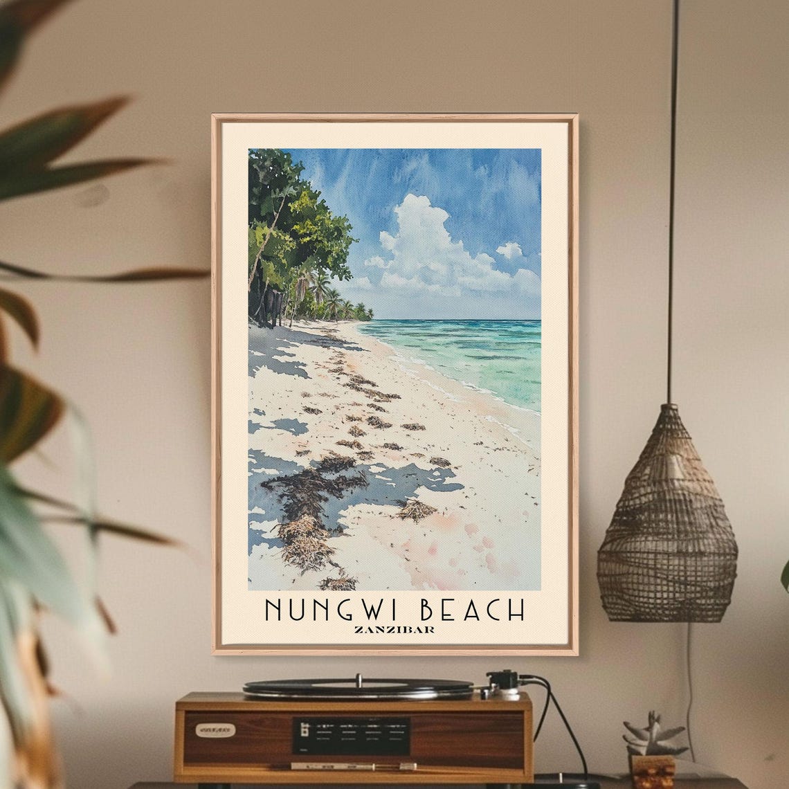 Nungwi Beach Zanzibar White Sand Palm Shore Turquoise Sea Poster - Image 2