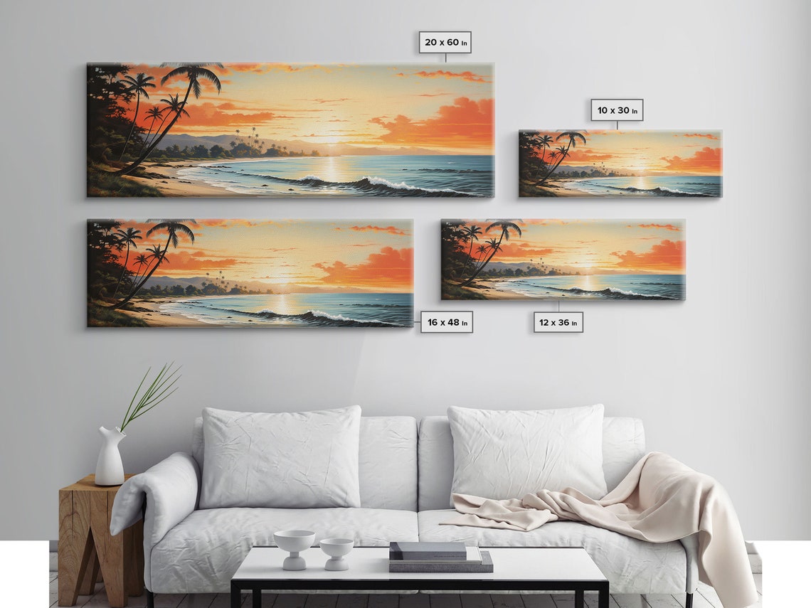 Panoramic Framed Print Wall Art Nautical Beach Ocean Wave Seascape Modern Art Coastal Room Decor Extra Large Tropical Art - Image 2