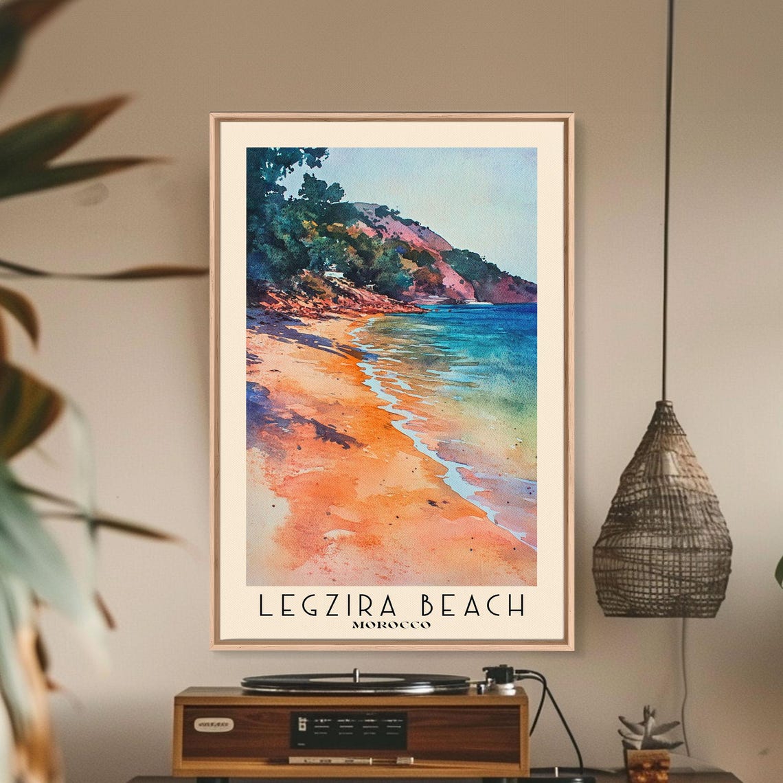 Legzira Beach Morocco Red Cliffs Turquoise Sea Watercolor Poster