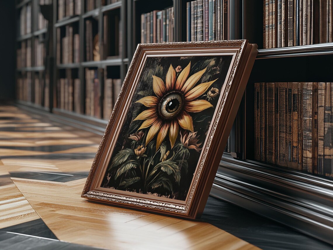 Cyclops Sunflower Halloween Dark Academia Art Print - Image 2