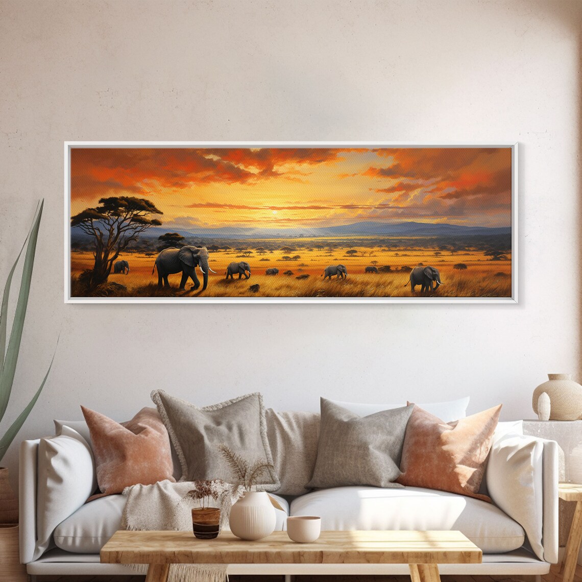 Colorful Elephants Of Africa Savanna Art Print - Image 4