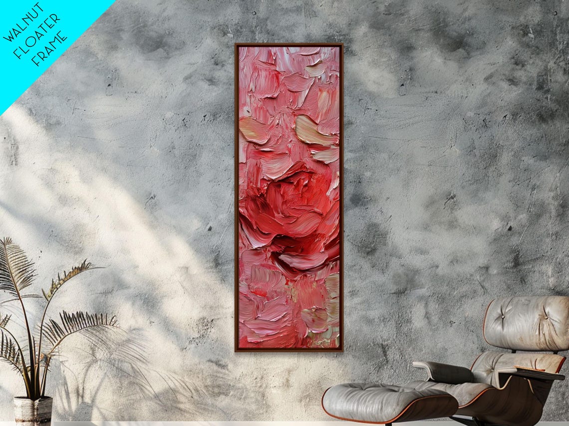 Pink Rose Textured Impasto Floral Painting Blush Art Decor Poster - Image 5
