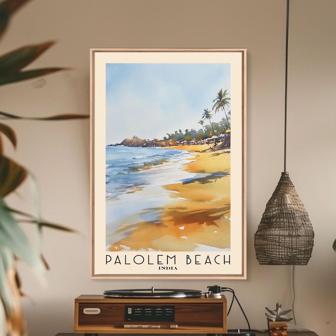 Palolem Beach India Golden Sunset Shore Palms Headland Poster - Image 2