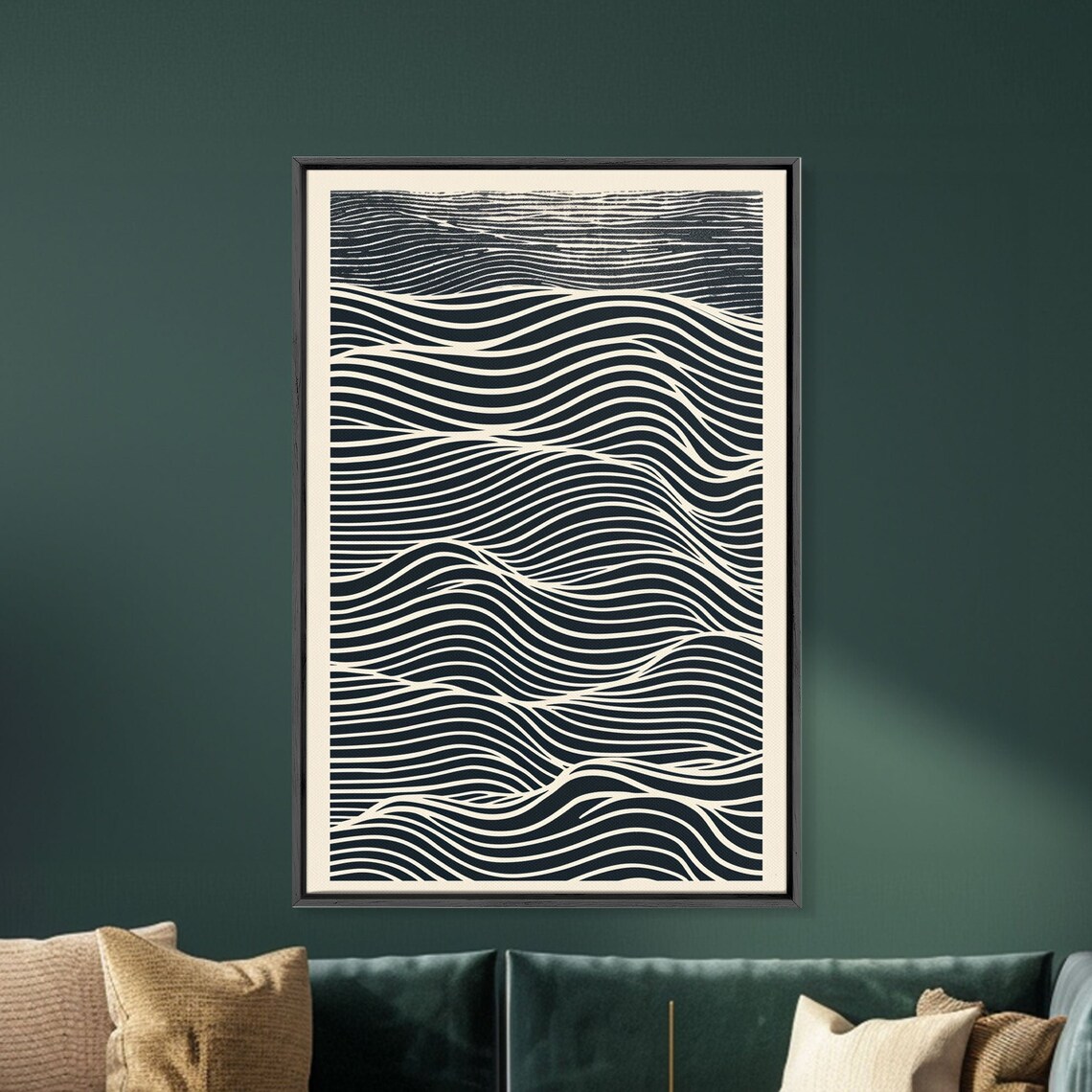 Black And White Japanese Wave Woodblock Art Print - Image 4