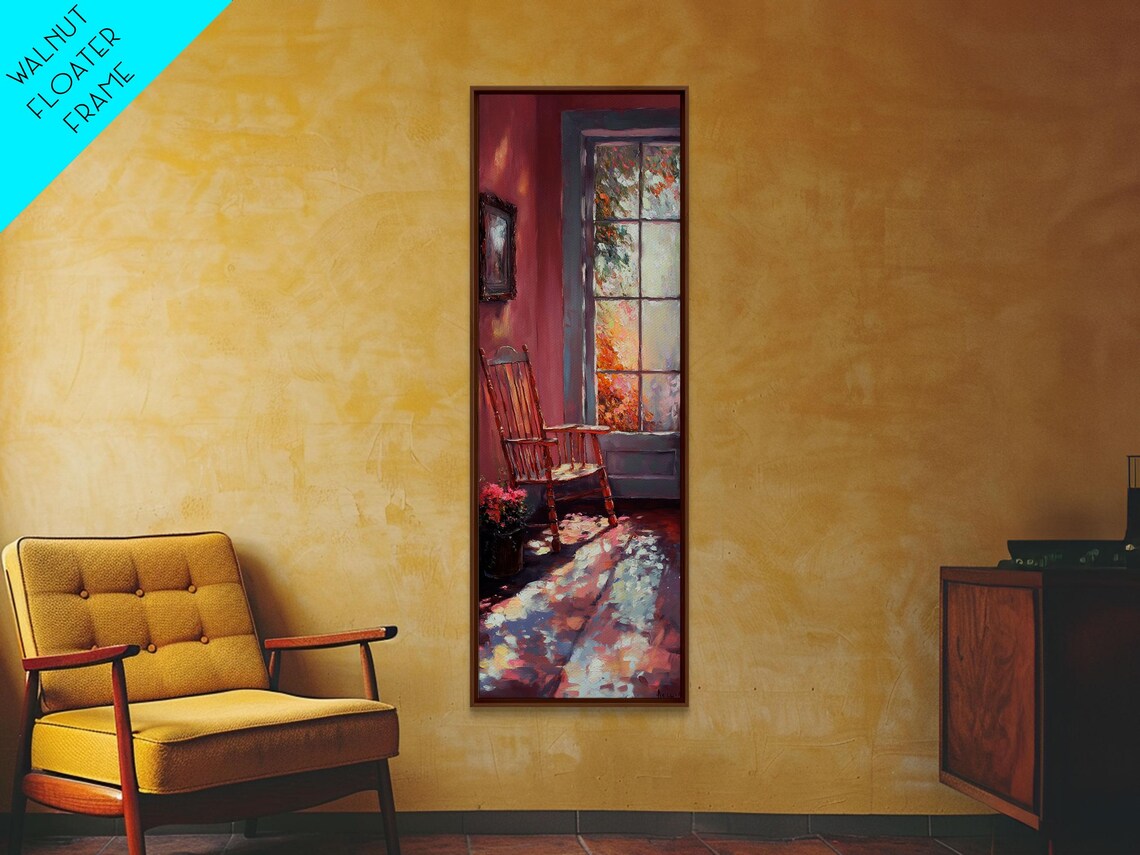 Sunlit Rocking Chair By Window Cozy Cottagecore Room Art Poster - Image 3