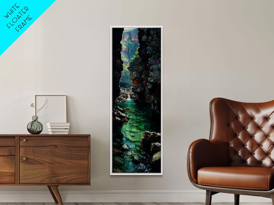 Emerald River Gorge Canyon Rocky Cliffs Nature Wall Art Print